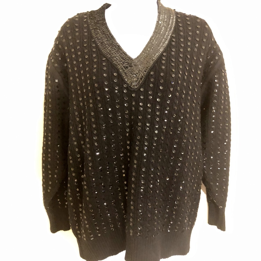 Eleanor P Brenner Merino Wool Sequined Sweater vtg